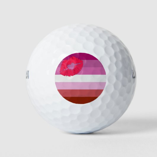 SlipperyJoe Lippenstift Lesbische Strichflagge Fem Golfball (Vorderseite)
