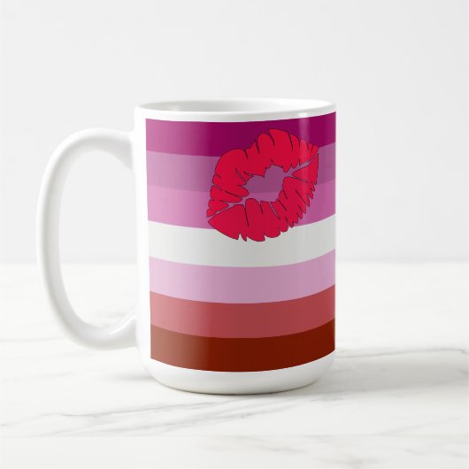 SlipperyJoe Lippenstift Lesbische Strichflagge Fem Kaffeetasse (Links)