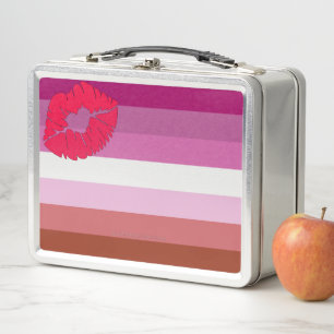 SlipperyJoe Lippenstift Lesbische Strichflagge Fem Metall Brotdose