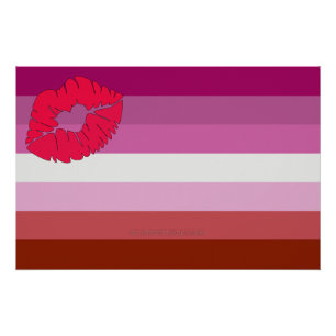SlipperyJoe Lippenstift Lesbische Strichflagge Fem Poster
