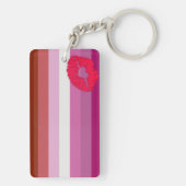 SlipperyJoe Lippenstift Lesbische Strichflagge Fem Schlüsselanhänger (Rückseite)