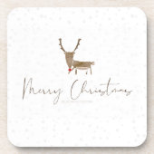 SlipperyJoe Merry Weihnachtsrentiere rote Nase ant Getränkeuntersetzer (Vorderseite)