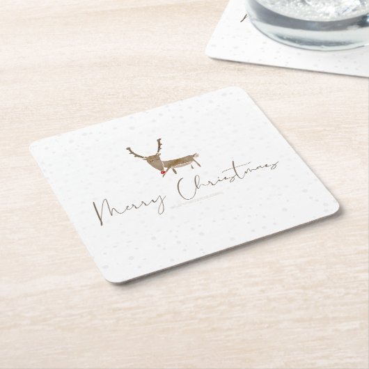 SlipperyJoe Merry Weihnachtsrentiere rote Nase ant Rechteckiger Pappuntersetzer (angewinkelt)