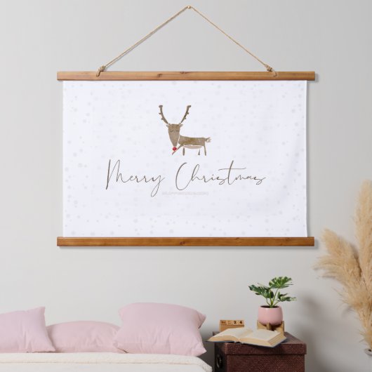 SlipperyJoe Merry Weihnachtsrentiere rote Nase ant Wandteppich Mit Holzrahmen (Schlafzimmer)