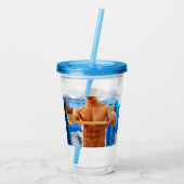 SlipperyJoe Musculus man abs locker Raum gekachelt Acryltrinkbecher (Rückseite)