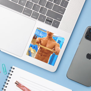 SlipperyJoe Musculus man abs locker Raum gekachelt Aufkleber