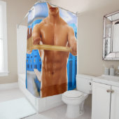 SlipperyJoe Musculus man abs locker Raum gekachelt Duschvorhang (Beispiel)