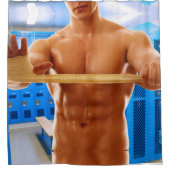 SlipperyJoe Musculus man abs locker Raum gekachelt Duschvorhang (Vorderseite)