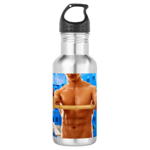SlipperyJoe Musculus man abs locker Raum gekachelt Edelstahlflasche