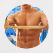 SlipperyJoe Musculus man abs locker Raum gekachelt Etiketten (Design 1)