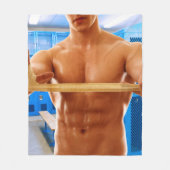 SlipperyJoe Musculus man abs locker Raum gekachelt Fleecedecke (Vorderseite)