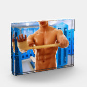 SlipperyJoe Musculus man abs locker Raum gekachelt Fotoblock (Links)