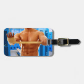 SlipperyJoe Musculus man abs locker Raum gekachelt Gepäckanhänger (Vorderseite horizontal)