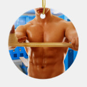 SlipperyJoe Musculus man abs locker Raum gekachelt Keramik Ornament (Vorne)