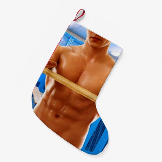 SlipperyJoe Musculus man abs locker Raum gekachelt Kleiner Weihnachtsstrumpf (Vorderansicht (hängend))