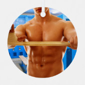 SlipperyJoe Musculus man abs locker Raum gekachelt Ornament Aus Metall (Vorderseite)