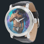 SlipperyJoe Muskel-Unterhosen-Wulst lebhaft h Armbanduhr<br><div class="desc">SlipperyDer muskuläre Mann unter Tragen kräftige Farben blauer aquamarine lila Cloud-ähnliche Abstraktion Gay Pride verleiht LGBTQIA künstlerisch traumhafte abstrakte Energie psychedelische Surrealismus kosmische Wirkung surreal und fantasievoll Hintergrund Hand Erholungen über Brust</div>