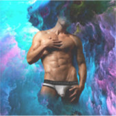 SlipperyJoe Muskel-Unterhosen-Wulst lebhaft h Aufkleber (Vorderseite)