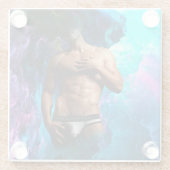 SlipperyJoe Muskel-Unterhosen-Wulst lebhaft h Glasuntersetzer (Rückseite)