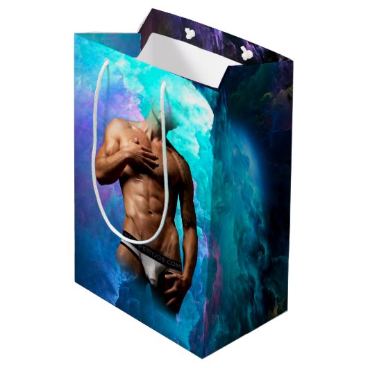 SlipperyJoe Muskel-Unterhosen-Wulst lebhaft h Mittlere Geschenktüte (Rückseite Schrägansicht)