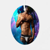 SlipperyJoe Muskel-Unterhosen-Wulst lebhaft h Ornament Aus Metall (Vorderseite links)