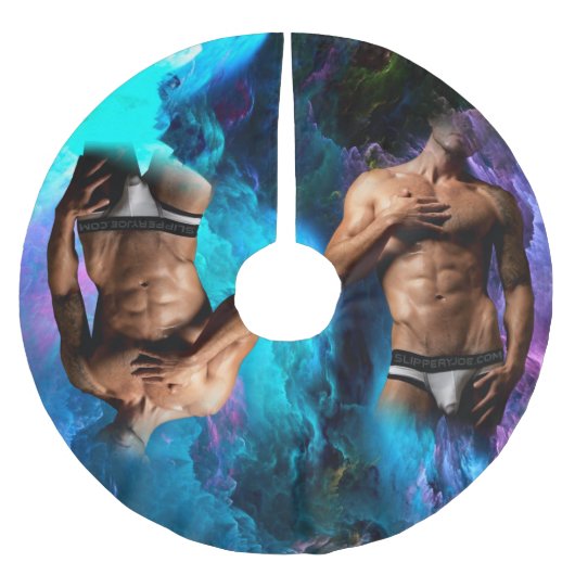 SlipperyJoe Muskel-Unterhosen-Wulst lebhaft h Polyester Weihnachtsbaumdecke (Vorderseite)