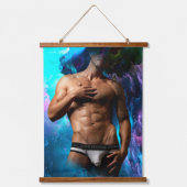 SlipperyJoe Muskel-Unterhosen-Wulst lebhaft h Wandteppich Mit Holzrahmen (Vorderseite)