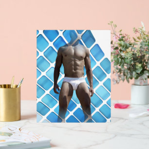SlipperyJoe muskulöser Mann sechs Packungen abs mä Acrylschild