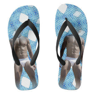 SlipperyJoe muskulöser Mann sechs Packungen abs mä Badesandalen