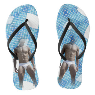 SlipperyJoe muskulöser Mann sechs Packungen abs mä Badesandalen