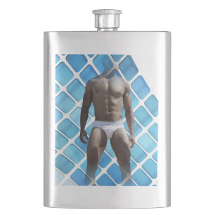 SlipperyJoe muskulöser Mann sechs Packungen abs mä Flachmann