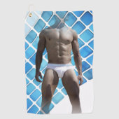 SlipperyJoe muskulöser Mann sechs Packungen abs mä Golfhandtuch (Vorderseite)