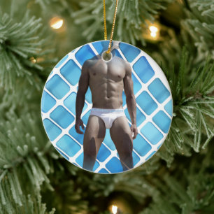 SlipperyJoe muskulöser Mann sechs Packungen abs mä Keramik Ornament