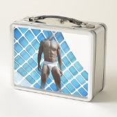 SlipperyJoe muskulöser Mann sechs Packungen abs mä Metall Brotdose (Rückseite)