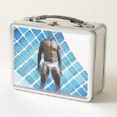 SlipperyJoe muskulöser Mann sechs Packungen abs mä Metall Brotdose (Vorderseite)