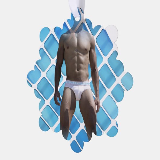 SlipperyJoe muskulöser Mann sechs Packungen abs mä Ornament Karte (Linke Ecke)