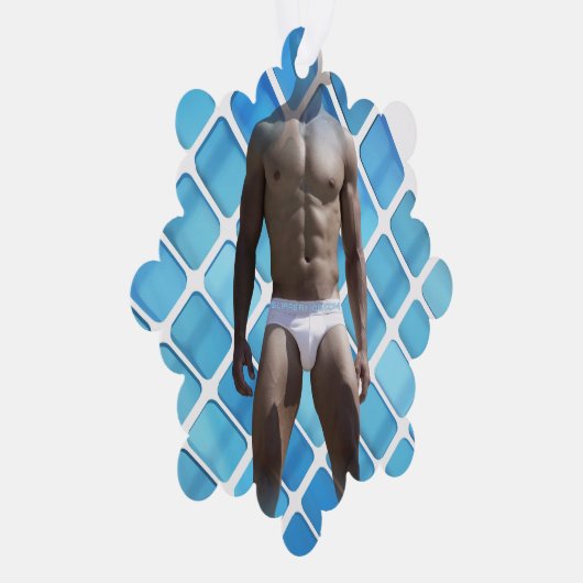 SlipperyJoe muskulöser Mann sechs Packungen abs mä Ornament Karte (Rechts)