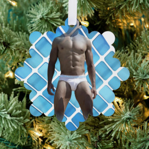 SlipperyJoe muskulöser Mann sechs Packungen abs mä Ornament Karte