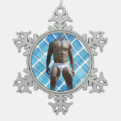 SlipperyJoe muskulöser Mann sechs Packungen abs mä Schneeflocken Zinn-Ornament (Vorderseite)