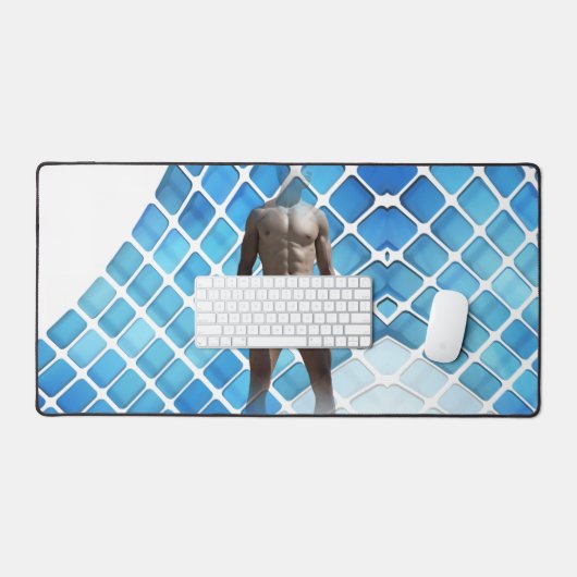 SlipperyJoe muskulöser Mann sechs Packungen abs mä Schreibtischunterlage (Tastatur & Maus)