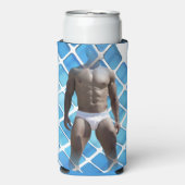 SlipperyJoe muskulöser Mann sechs Packungen abs mä Selters Dosenkühler (Seltzer Vorderseite)