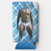 SlipperyJoe muskulöser Mann sechs Packungen abs mä Selters Dosenkühler (Rückseite)