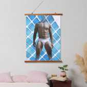 SlipperyJoe muskulöser Mann sechs Packungen abs mä Wandteppich Mit Holzrahmen (Schlafzimmer)