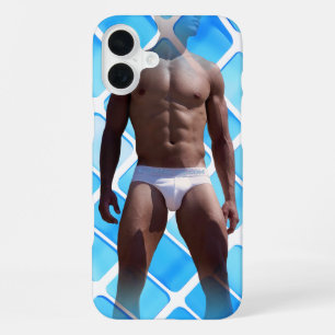 SlipperyJoe muskulöser Mann Sixpack männlich weiß iPhone 16 Plus Hülle
