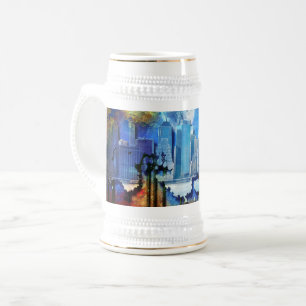 SlipperyJoe NYC Graffiti Mond umgeben von wirbelnd Bierglas