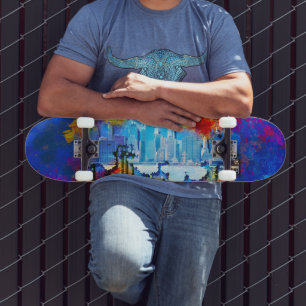 SlipperyJoe NYC Graffiti Mond umgeben von wirbelnd Skateboard