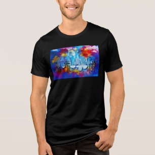 SlipperyJoe NYC Graffiti Mond umgeben von wirbelnd Tri-Blend Shirt