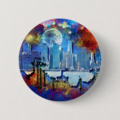 SlipperyJoe NYC Graffiti-Moon umringt wirbelnd Button (Vorderseite)