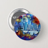 SlipperyJoe NYC Graffiti-Moon umringt wirbelnd Button (Vorne & Hinten)