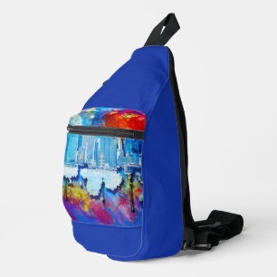 SlipperyJoe NYC Graffiti-Moon umringt wirbelnd Crossbody Bag